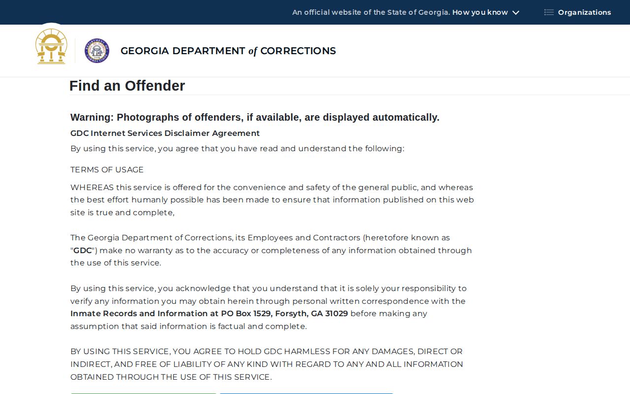 Georgia offender search for Long County released inmates